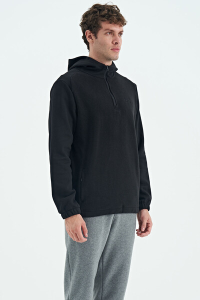 Tommylife Wholesale Ruby Hooded Standard Fit Basic Men's Fleece Sweatshirt 88300 Black - Thumbnail