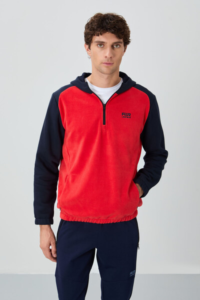 Tommylife Wholesale Ruby Hooded Standard Fit Basic Men's Fleece Sweatshirt 88300 Fiesta - Thumbnail