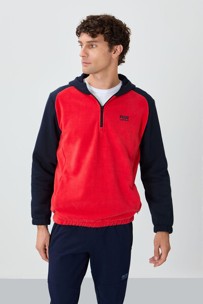 Tommylife Wholesale Ruby Hooded Standard Fit Basic Men's Fleece Sweatshirt 88300 Fiesta - Thumbnail