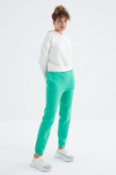 Tommylife Wholesale Sea Green High Waisted Comfy Jogger Women's Sweatpants - 94624 - Thumbnail