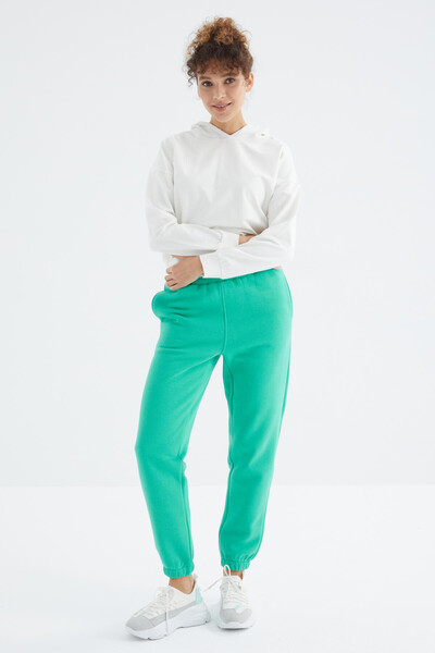 Tommylife Wholesale Sea Green High Waisted Comfy Jogger Women's Sweatpants - 94624 - Thumbnail