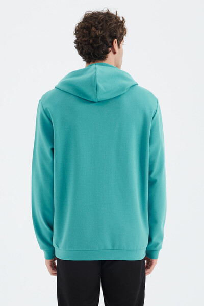 Tommylife Wholesale Sea Green Hooded Relaxed Fit Men's Sweatshirt - 88277 - Thumbnail