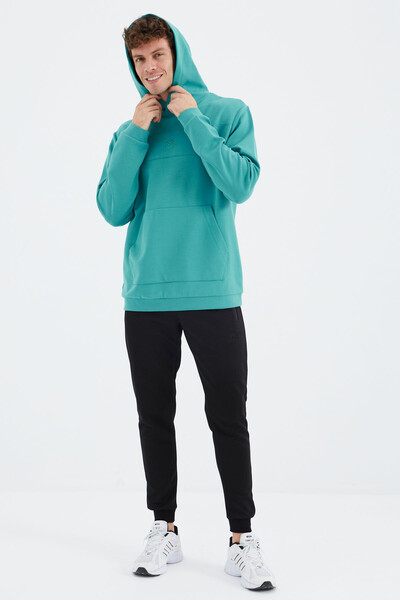 Tommylife Wholesale Sea Green Hooded Relaxed Fit Men's Sweatshirt - 88277 - Thumbnail