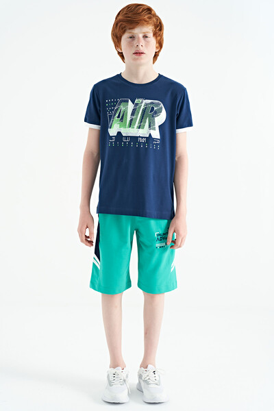 Tommylife Wholesale Sea Green Laced Standard Fit Boys' Shorts - 11124 - Thumbnail
