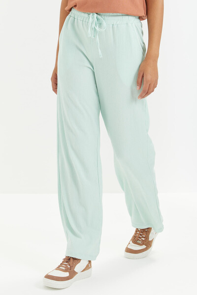 Tommylife Wholesale Sea Green With Drawstring Lace-up Waist Clasic Hem Women's Sweatpant - 94619 - Thumbnail