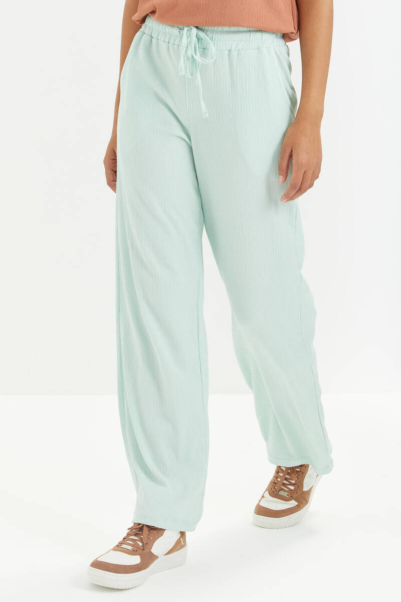 TOMMYLIFE - Tommylife Wholesale Sea Green With Drawstring Lace-up Waist Clasic Hem Women's Sweatpant - 94619