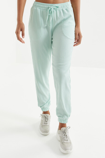 Tommylife Wholesale Sea Green With Drawstring Lace-up Waist Jogger Women's Sweatpant - 94620 - Thumbnail
