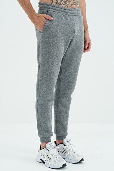 Tommylife Wholesale Sean Standard Fit Jogger Men's Sweatpants 84928 Gray Melange - Thumbnail