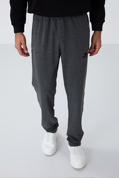 Tommylife Wholesale Slim Fit Classic Leg Men's Sweatpants 84669 Anthracite Melange - Thumbnail