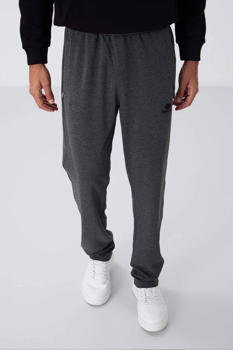 TOMMYLIFE - Tommylife Wholesale Slim Fit Classic Leg Men's Sweatpants 84669 Anthracite Melange