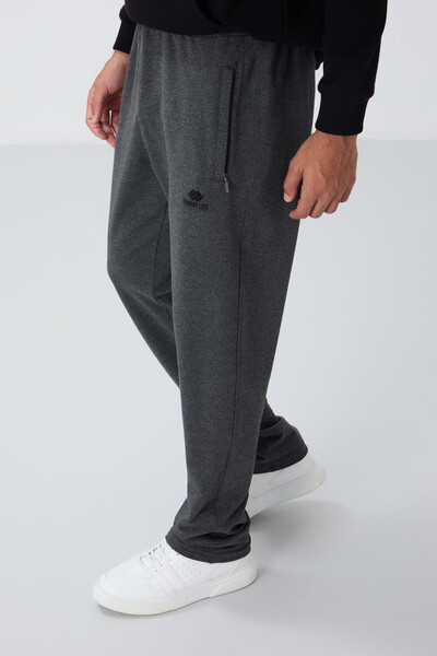 Tommylife Wholesale Slim Fit Classic Leg Men's Sweatpants 84669 Anthracite Melange - Thumbnail