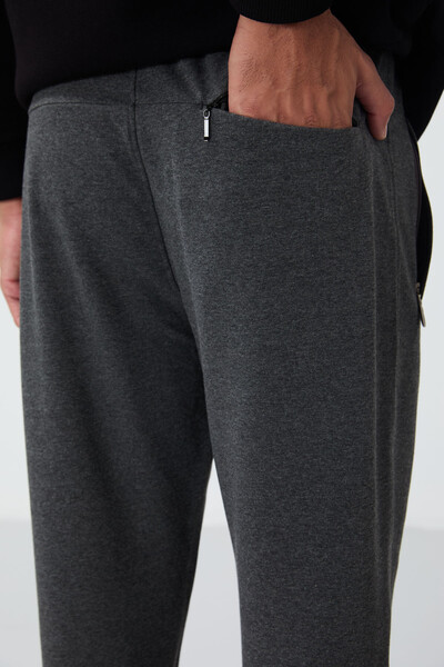 Tommylife Wholesale Slim Fit Classic Leg Men's Sweatpants 84669 Anthracite Melange - Thumbnail