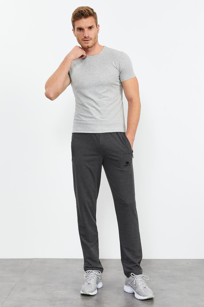 Tommylife Wholesale Slim Fit Classic Leg Men's Sweatpants 84669 Anthracite Melange - Thumbnail