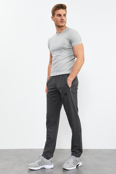 Tommylife Wholesale Slim Fit Classic Leg Men's Sweatpants 84669 Anthracite Melange - Thumbnail