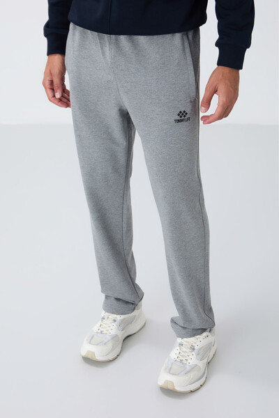 Tommylife Wholesale Slim Fit Classic Leg Men's Sweatpants 84669 Gray Melange - Thumbnail