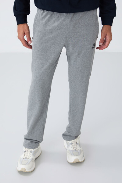 Tommylife Wholesale Slim Fit Classic Leg Men's Sweatpants 84669 Gray Melange - Thumbnail