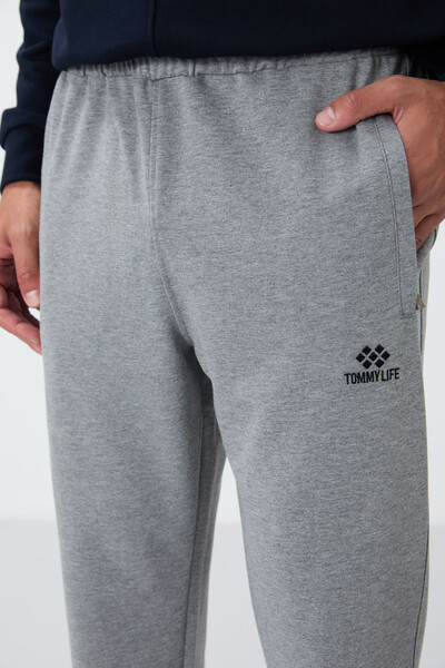 Tommylife Wholesale Slim Fit Classic Leg Men's Sweatpants 84669 Gray Melange - Thumbnail