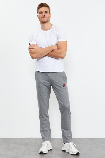 Tommylife Wholesale Slim Fit Classic Leg Men's Sweatpants 84669 Gray Melange - Thumbnail