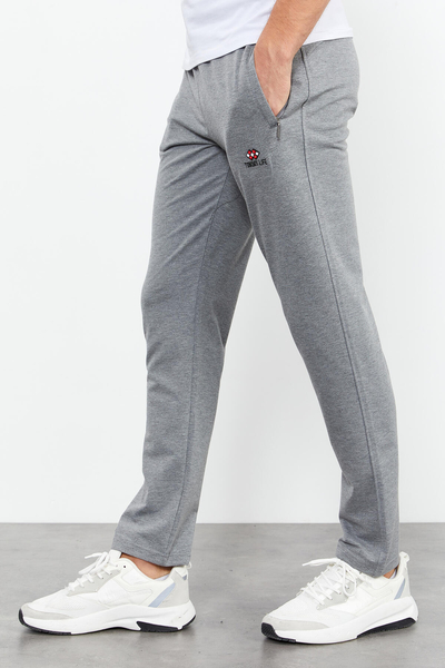 Tommylife Wholesale Slim Fit Classic Leg Men's Sweatpants 84669 Gray Melange - Thumbnail