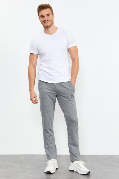 Tommylife Wholesale Slim Fit Classic Leg Men's Sweatpants 84669 Gray Melange - Thumbnail