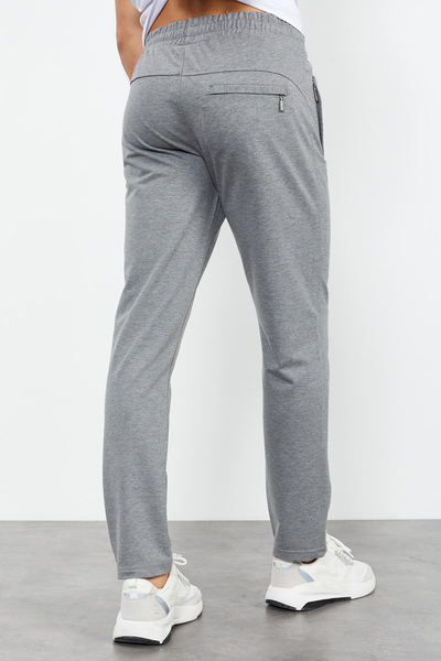 Tommylife Wholesale Slim Fit Classic Leg Men's Sweatpants 84669 Gray Melange - Thumbnail