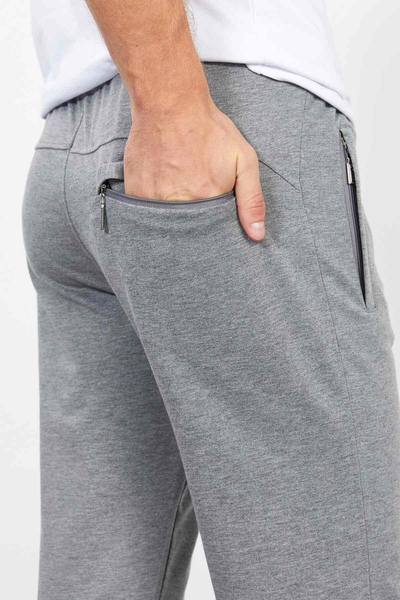 Tommylife Wholesale Slim Fit Classic Leg Men's Sweatpants 84669 Gray Melange - Thumbnail