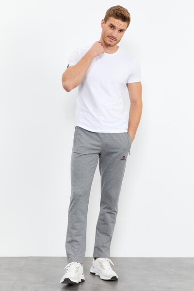 Tommylife Wholesale Slim Fit Classic Leg Men's Sweatpants 84669 Gray Melange - Thumbnail