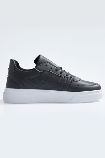 Tommylife Wholesale Smoke Gray Faux Leather Men's Sneakers - 89110 - Thumbnail