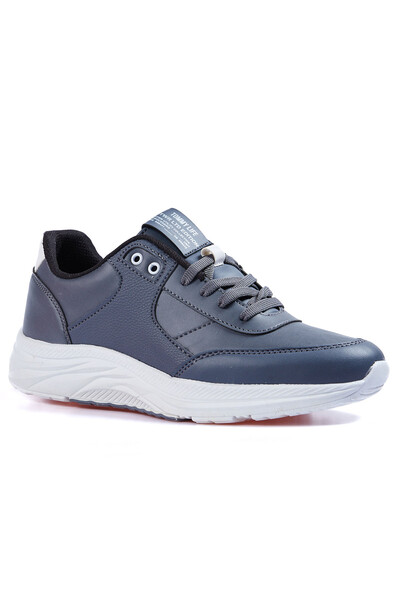 Tommylife Wholesale Smoke Gray Faux Leather Men's Sneakers - 89113 - Thumbnail