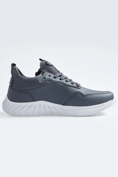 Tommylife Wholesale Smoke Gray Faux Leather Men's Sneakers - 89115 - Thumbnail