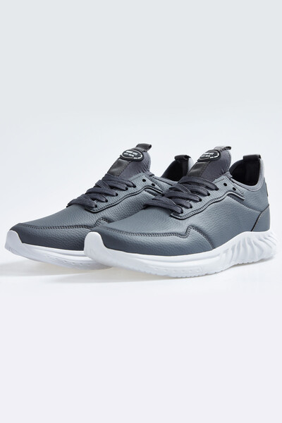 Tommylife Wholesale Smoke Gray Faux Leather Men's Sneakers - 89115 - Thumbnail