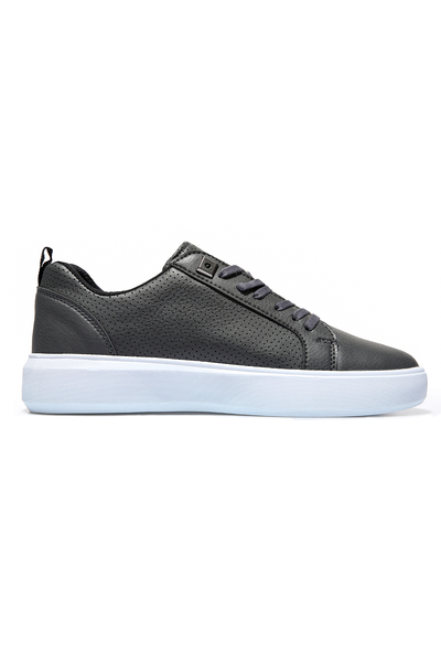 Tommylife Wholesale Smoke Gray Lace Up Faux Leather Men's Sneakers - 89055 - Thumbnail