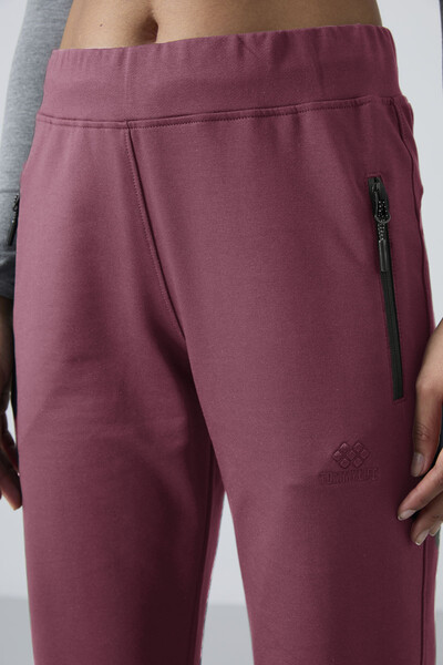 Tommylife Wholesale Soft Cherry With Zipper Pocket Comfy Classic Hem Women's Sweatpants - 94195 - Thumbnail