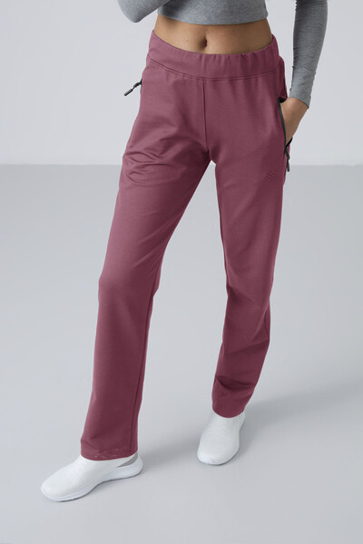 Tommylife Wholesale Soft Cherry With Zipper Pocket Comfy Classic Hem Women's Sweatpants - 94195 - Thumbnail