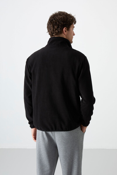 Tommylife Wholesale Stand Collar Slim Fit Half Zip Men's Fleece Sweatshirt 87891 Black - 6