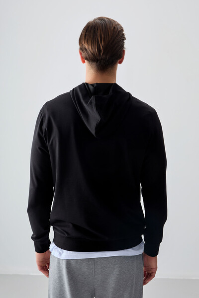 Tommylife Wholesale Standard Fit Basic Men's Hooded Sweatshirt 88362 Black - Thumbnail