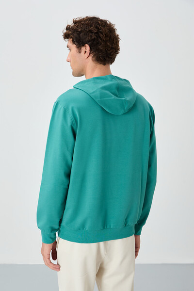 Tommylife Wholesale Standard Fit Basic Men's Hooded Sweatshirt 88362 Sea Green - Thumbnail