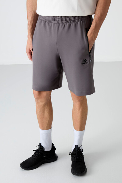 TOMMYLIFE - Tommylife Wholesale Standard Fit Basic Men's Shorts 81136 Dark Gray