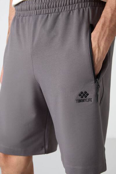 Tommylife Wholesale Standard Fit Basic Men's Shorts 81136 Dark Gray - Thumbnail