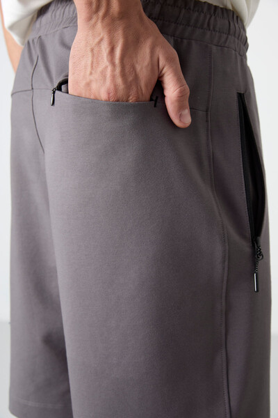 Tommylife Wholesale Standard Fit Basic Men's Shorts 81136 Dark Gray - Thumbnail