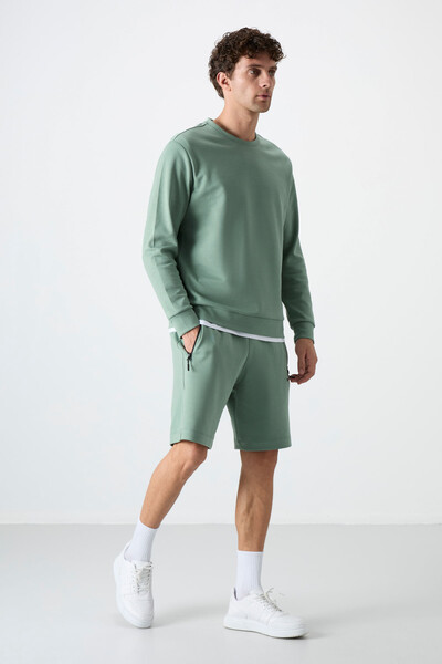 Tommylife Wholesale Standard Fit Basic Men's Shorts 81136 Light Green - 4