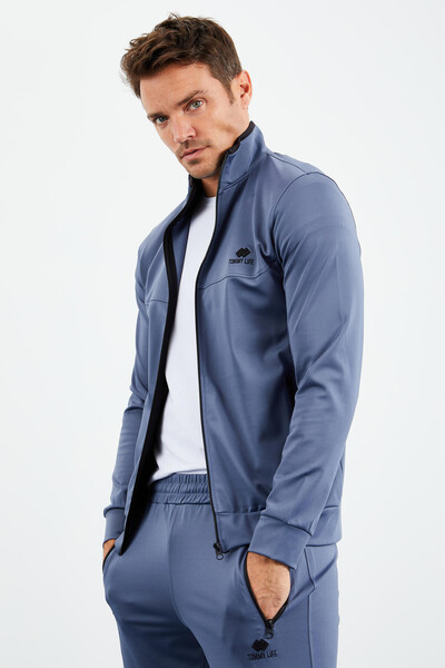 Tommylife Wholesale Standard Fit Basic Raised Men's Tracksuit Set 85160 Petrol Blue - Thumbnail