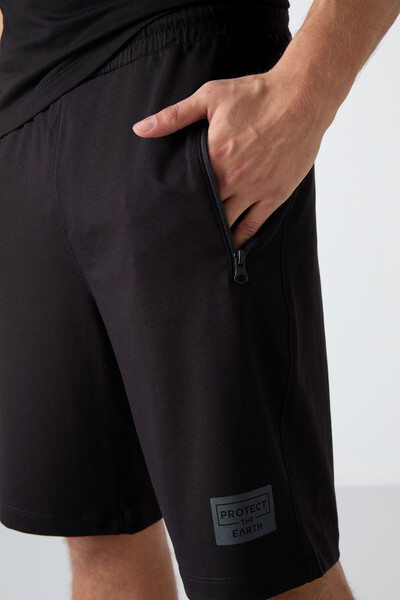 Tommylife Wholesale Standard Fit Crew Neck Printed Men's Shorts Set 85243 Black - Thumbnail