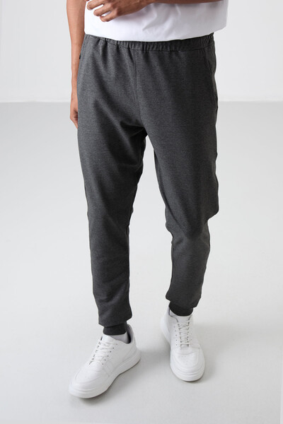 Tommylife Wholesale Standard Fit Jogger Men's Sweatpants 82133 Anthracite Melange - Thumbnail