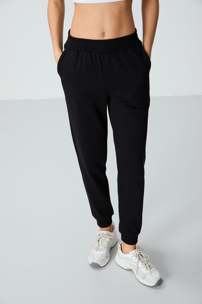 Tommylife Wholesale Standard Fit Jogger Women's Sweatpants 94660 Black - Thumbnail