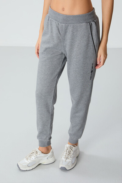 Tommylife Wholesale Standard Fit Jogger Women's Sweatpants 94660 Gray Melange - Thumbnail