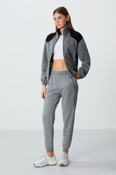 Tommylife Wholesale Standard Fit Jogger Women's Sweatpants 94660 Gray Melange - Thumbnail