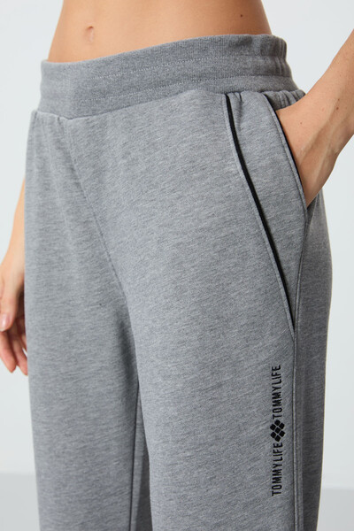 Tommylife Wholesale Standard Fit Jogger Women's Sweatpants 94660 Gray Melange - Thumbnail