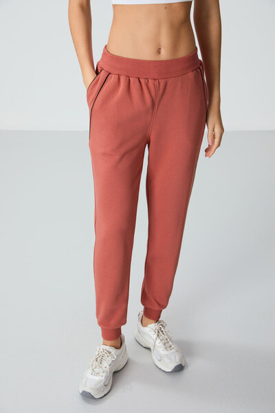 Tommylife Wholesale Standard Fit Jogger Women's Sweatpants 94660 Terracotta - Thumbnail