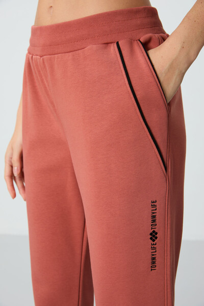 Tommylife Wholesale Standard Fit Jogger Women's Sweatpants 94660 Terracotta - Thumbnail